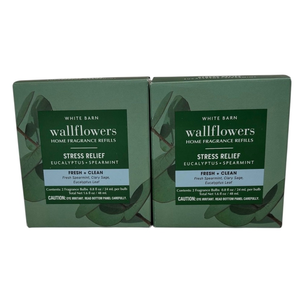 Bath & Body Works Eucalyptus Spearmint Stress Relief Wallflowers Refill Lot 4